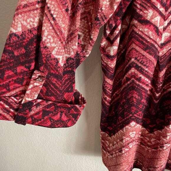 Cocomo Woman Plus 3X Chevron Print Studded Tunic Top Roll Tab Sleeve Shirt - Picture 7 of 9